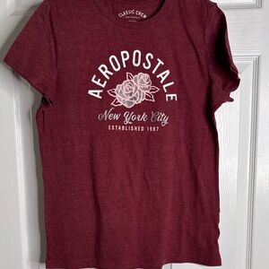 Aeropostale Burgundy Floral Tee